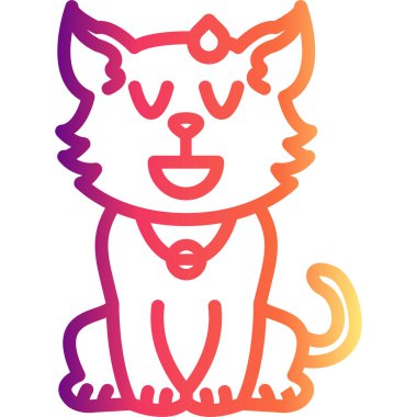 Rahatlamış Kedi Zarif Modern Sanat Sembolü