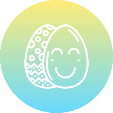 Paskalya Yumurta Çizgisi Simgesi, Düz Emoji, Basit Resimler Beyaz Arkaplanda İzole Edildi