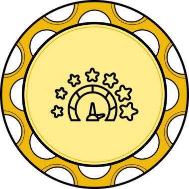 beyaz düğme veya küre beş yıldızlı bir hız göstergesi simgesi