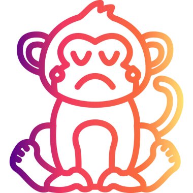 Çizgi Maymun Çizgisi Simgesi, Beyaz Arkaplanda Yaratıcı İllüstrasyon