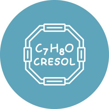 Chemical structure of Cresol molecule, web simple icon