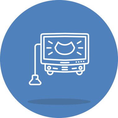 Ultrasound Machine Line Simgesi Basit Resimler Beyaz Arkaplanda İzole Edildi