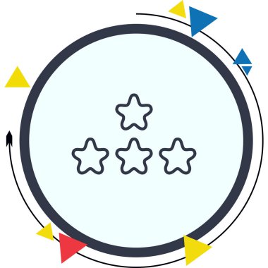 Dört Yıldız Beğeni Şık Dijital Tasarım Sembolü