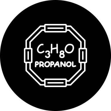 Propanol molekülünün kimyasal yapısı, basit web simgesi