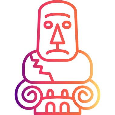 Moai Satır Simgesi Basit Görüntü Beyaz Arkaplanda İzole Edildi