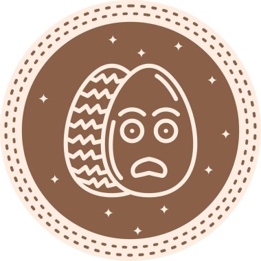 Paskalya Yumurta Çizgisi Simgesi, Düz Emoji, Basit Resimler Beyaz Arkaplanda İzole Edildi