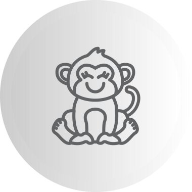 Çizgi Maymun Çizgisi Simgesi, Beyaz Arkaplanda Yaratıcı İllüstrasyon