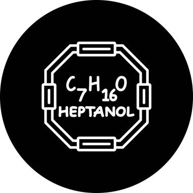 Heptanol molekülünün kimyasal yapısı, basit web simgesi