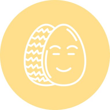 Paskalya Yumurta Çizgisi Simgesi, Düz Emoji, Basit Resimler Beyaz Arkaplanda İzole Edildi