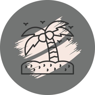 Tek bir palmiye ağacının bulunduğu tropik bir ada. Uygulama için uygun simge.