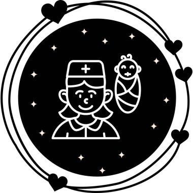 Profesyonel sağlık uygulamaları ya da tıbbi web sayfaları için tasarlanmış yeni doğan bebek ve kadın hemşire.