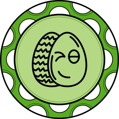 Paskalya Yumurta Çizgisi Simgesi, Düz Emoji, Basit Resimler Beyaz Arkaplanda İzole Edildi