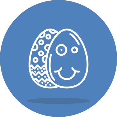 Paskalya Yumurta Çizgisi Simgesi, Düz Emoji, Basit Resimler Beyaz Arkaplanda İzole Edildi