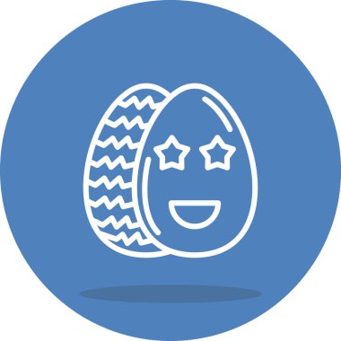 Paskalya Yumurta Çizgisi Simgesi, Düz Emoji, Basit Resimler Beyaz Arkaplanda İzole Edildi