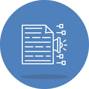 Bir megafon ve bağlantı düğümlerine sahip belge simgesi, pazarlama uygulamaları veya veri yayınlama web sayfaları için uygundur.