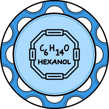 Hexanol molekülünün kimyasal yapısı, basit web simgesi