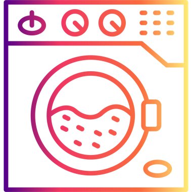 Çamaşır Makinesi Simgesi Basit düz illüstrasyon