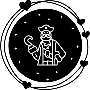 Sakallı korsan karakterinin ikonu elinde kanca tutuyor.