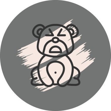 Üzücü Rahatlamış Ayı Zarif Minimum Dijital Grafik Sembolü