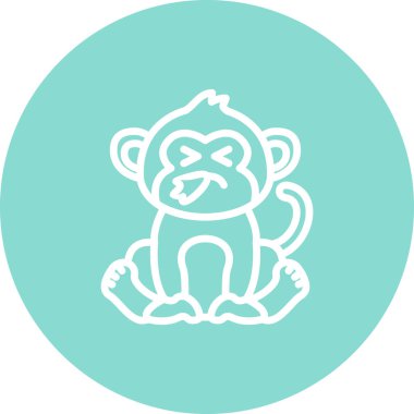 Hapşıran Maymun Yüksek Çözünürlüklü Düz Tasarım Sembolü