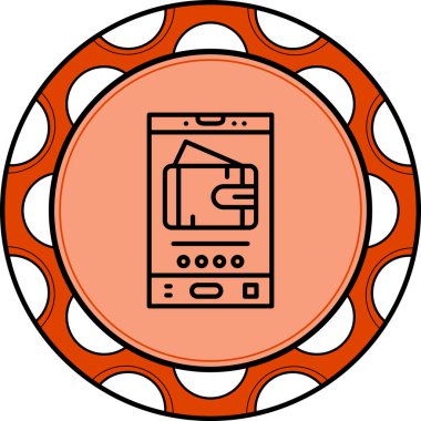 Dijital Cüzdan Hattı Simgesi Beyaz Arkaplanda İzole Edildi