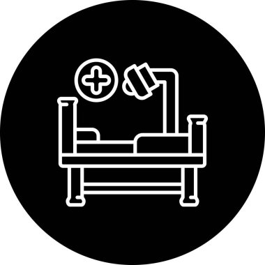 Hastane yatağında tıbbi malzemeler ve semboller var.