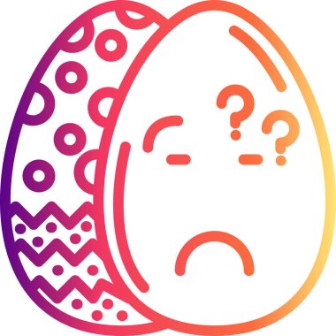 Paskalya Yumurta Çizgisi Simgesi, Düz Emoji, Basit Resimler Beyaz Arkaplanda İzole Edildi