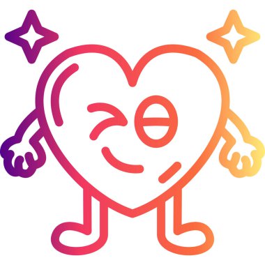 Heart Wink Yenilikçi Düz Ürün Tasarım Sembolü