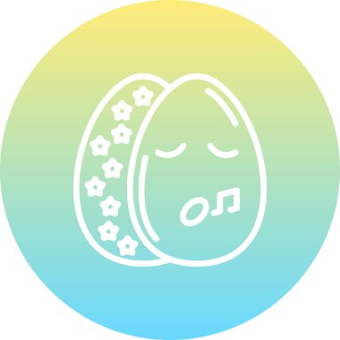 Şarkı söyleyen bahar yumurtası ikonu. İki süslü Paskalya yumurtası, biri gülen yüzlü..