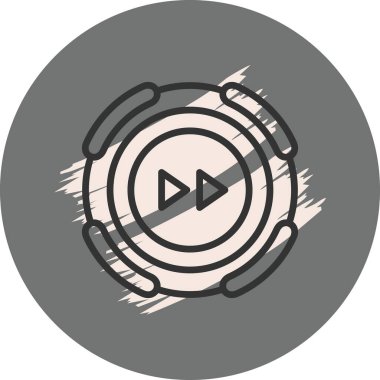 Hızla ileri, dairesel minimalist çizgi simgesi iki merkezi üçgen ile çevrili segmentli eşmerkezli halkalar.