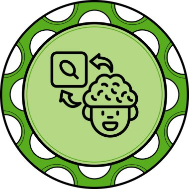 Beyni ve düşünme sürecini tasvir eden dairesel simge