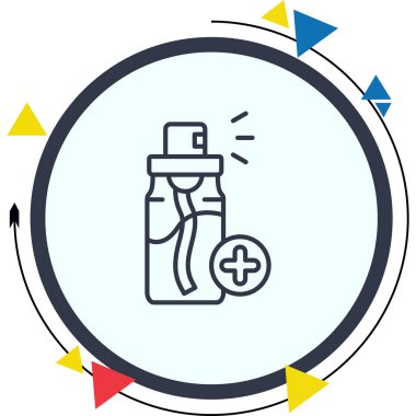 Sprey başlıklı şişe ve artı işareti