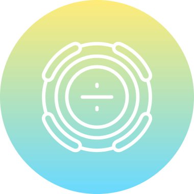 Beyaz çizgi bölünme sembolü dekoratif yıldızlarla dairesel geometrik sınırda yer alır