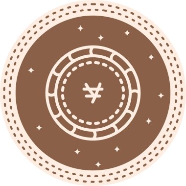 Ortasında yen sembolü olan kahverengi sikke