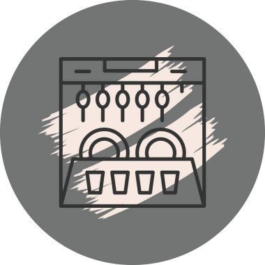 Bulaşık makinesi tabakları ve bardakları temizliyor.