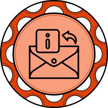 Bilgi sembolü kartı ve eğri oklu zarfın minimalist simgesi