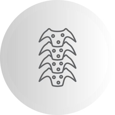 Dört omurgalı kemik yapısına sahip bir gri çizgi simgesi