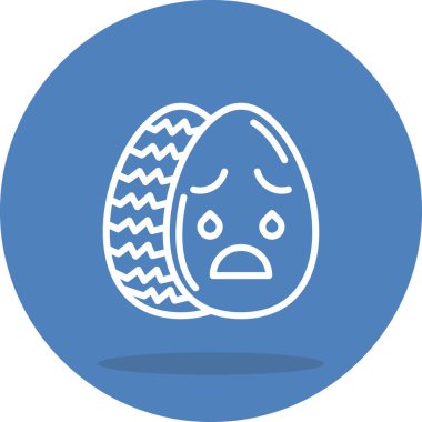 Paskalya Yumurta Çizgisi Simgesi, Düz Emoji, Basit Resimler Beyaz Arkaplanda İzole Edildi