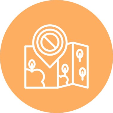 Kılavuz ve konum grafikleri bir konum broşlu katlanmış harita içerir ve giriş yasağı sembolünü gösterir..