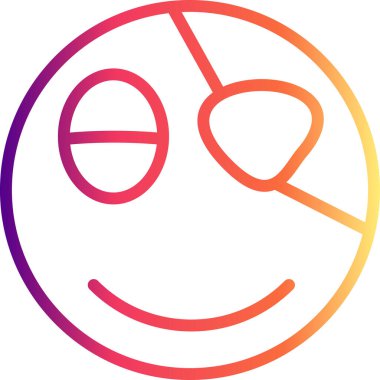 Gülen emoji suratı, tek gözünün üstüne korsan göz bandı takıyor ve basit kıvrımlı bir ağız takıyor. Uygulama için uygun simge.