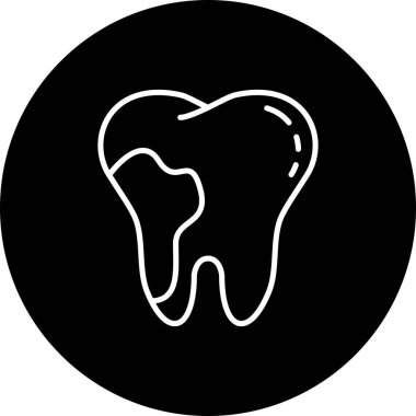 Çürümüş tek bir insan dişi. ikon diş boşluğunu ya da ağız sağlığı sorununu temsil eder.