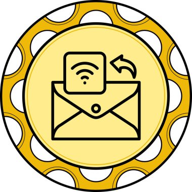 Kablosuz sinyal kartı içeren yaratıcı simge ve dairesel arkaplanda dokulu fırça darbesi detaylarıyla eğimli ok