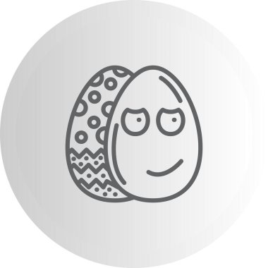 Paskalya Yumurta Çizgisi Simgesi, Düz Emoji, Basit Resimler Beyaz Arkaplanda İzole Edildi