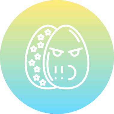 Paskalya Yumurta Çizgisi Simgesi, Düz Emoji, Basit Resimler Beyaz Arkaplanda İzole Edildi