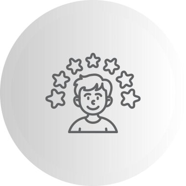 Yuvarlak arka planda yedi yıldızlı genç adam..