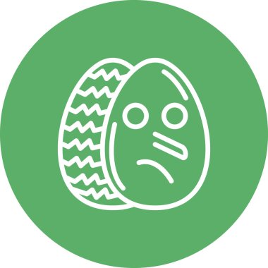 Paskalya Yumurta Çizgisi Simgesi, Düz Emoji, Basit Resimler Beyaz Arkaplanda İzole Edildi