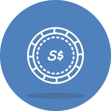 Singapur Doları 'nın simgesi olan minimalist bir çizgi sanat simgesi. Üzerinde siyah yuvarlak bir arka plan var..