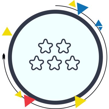 Beş Yıldızlı Profesyonel Düz Grafik Sembolü