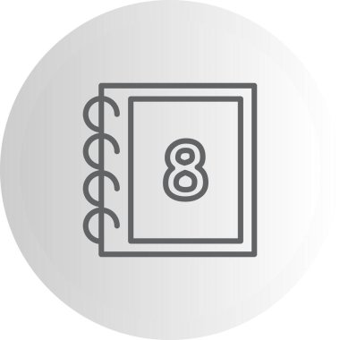 Kapaklı sarmal kitap ve sekiz numara, sekiz.