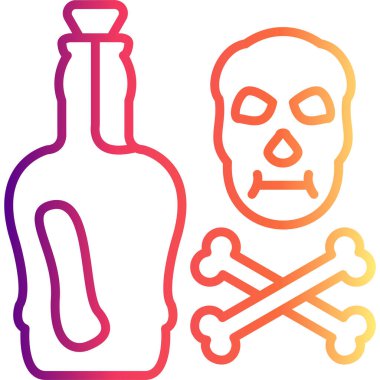 Çapraz kemikli korsan şişe ve kafatası. Profesyonel Düz simge